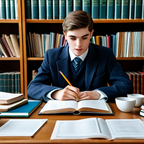 Home 21 **
"A student studying trade English at a desk, surrounded by textbooks and notes, fully clothed, appropriate attire, safe for work, perfect anatomy, natural proportions, academic setting, well-lit, professional photograph, family-friendly."
**