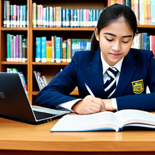 Home 20 **
A professional student studying international trade, fully clothed in appropriate school attire, working at a desk with books and a laptop in a bright library, safe for work, perfect anatomy, correct proportions, family-friendly, professional study environment, high quality.
**