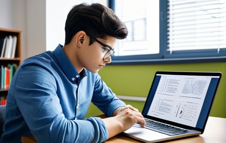 무역영어 학습 플래너 작성법 - Personalized Learning**
A student wearing glasses, studying with a laptop at a bright desk, surroun...